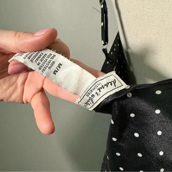 Y2K coquette black polka dot satin slip dress  M pin up - Picture 6 of 6